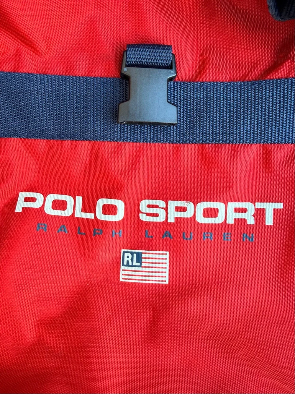 Vintage Polo by Ralph Lauren Red & Navy Duffel Bag/Gym Bag